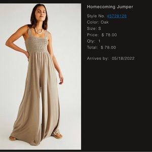 Free People beach homecoming jumpsuit size S color oak